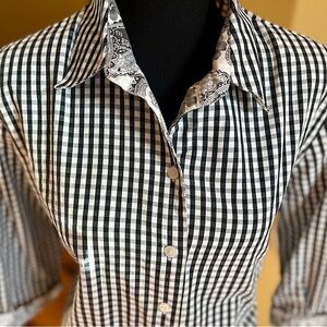 Aria Vintage Gingham Black and White Button Down